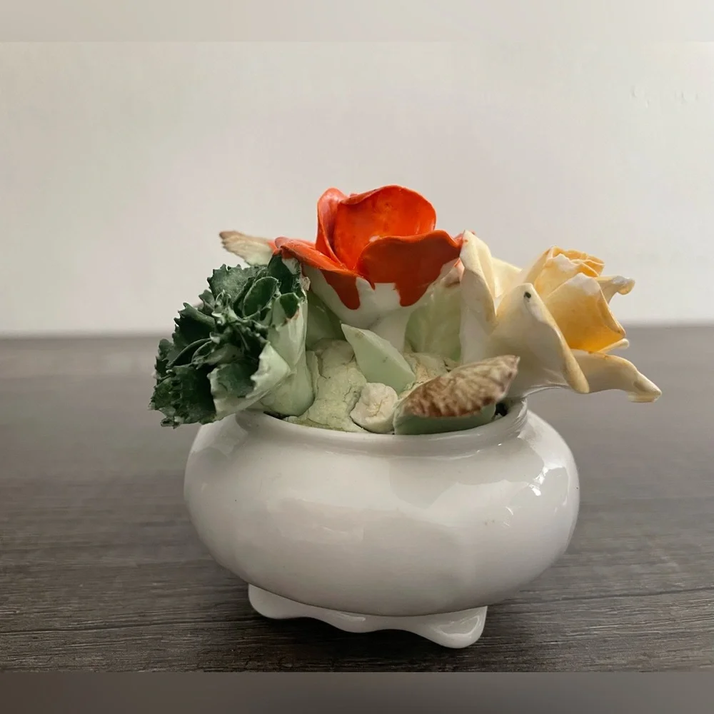 Vibrant Faux Floral Ceramic Accent